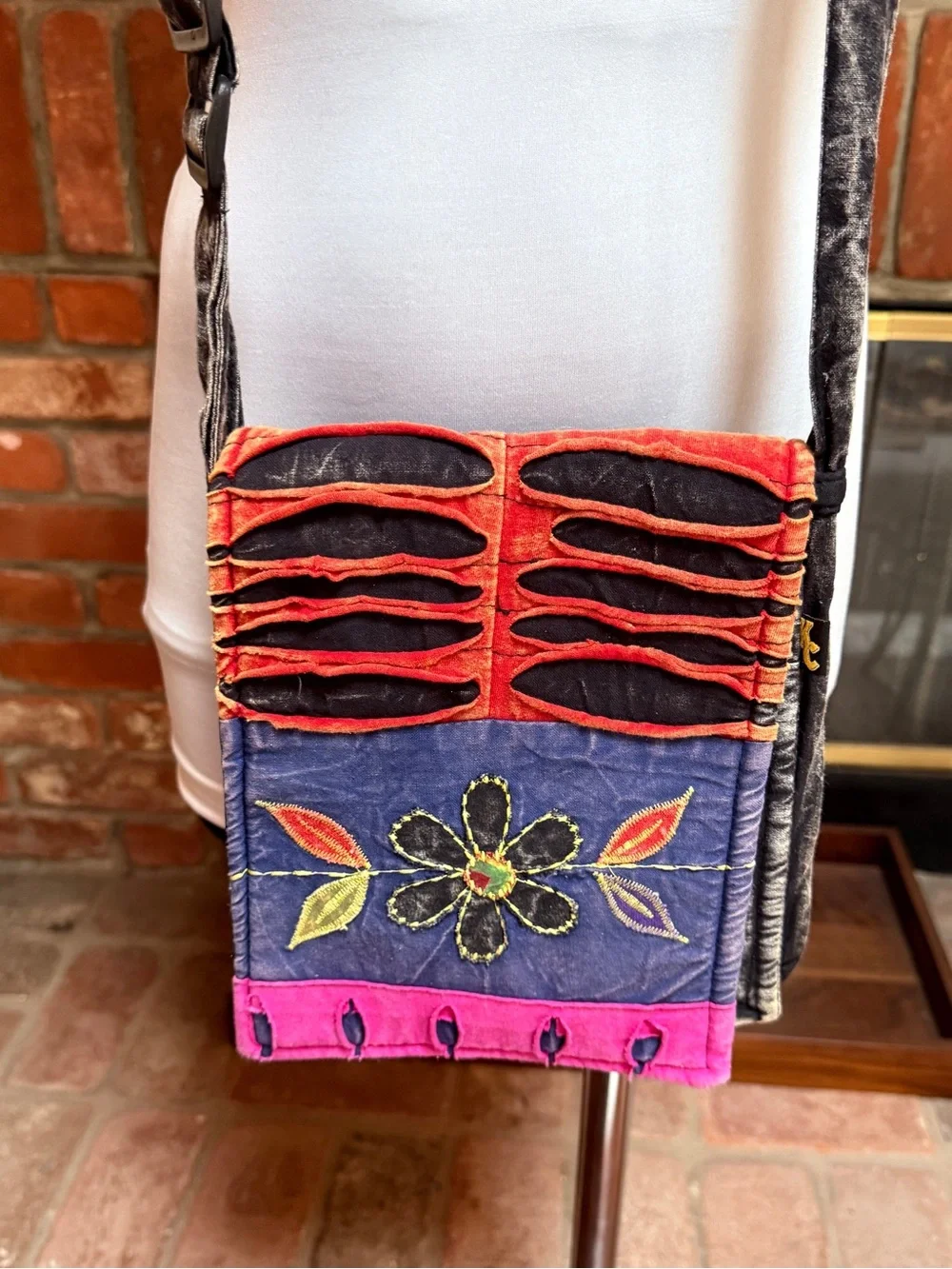 Vintage Boho Crossbody Festival Bag Embroidered Patchwork Cotton Hippie Travel S